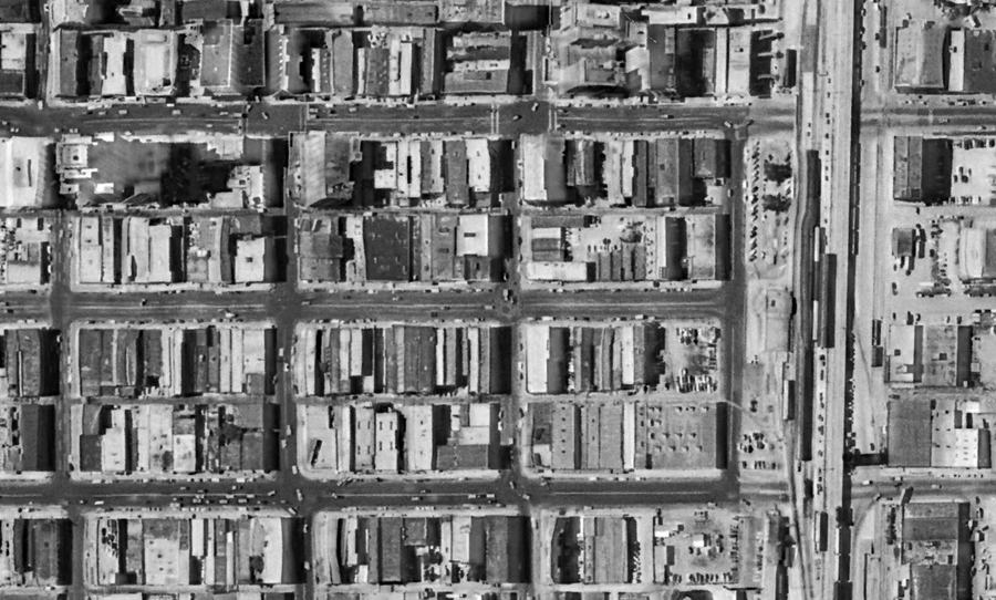 A 1954 aerial frame of downtown Oklahoma City